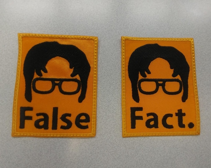 Workplace Sitcom Applique Embroidered Patch, Fact & False Iron On Patch