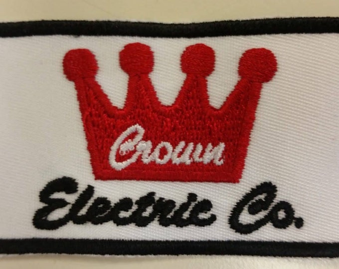 Crown Electric Embroidered Patch, Rockabilly Patch, King of Rock n Roll Patch, Trucker Patch, Applique Iron On Patch, Memorabilia Patch