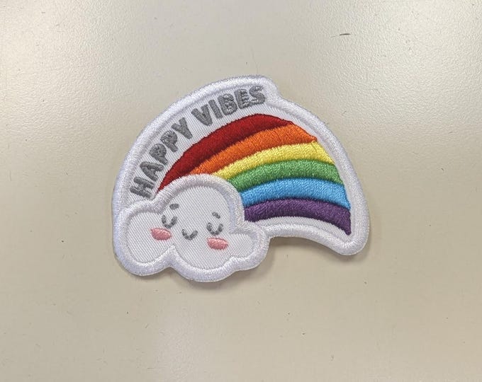 Embroidered Happy Vibes Rainbow Patch
