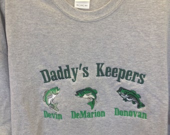 Personalized Fisherman Dad Shirt, Daddy's Keepers Tee