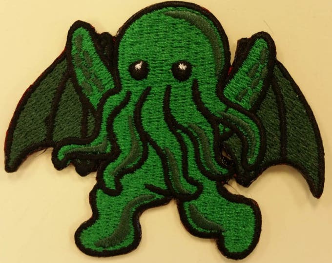 Cthulhu Embroidered Iron On Patch, Lovecraft Inspired Patch, Urban Legend Patch, Mystical Creatures Patch