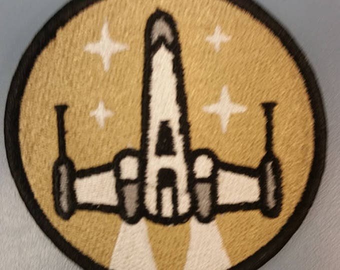 Sci Fi Starfighter Embroidered Patch,  Iron On Star Ship patch