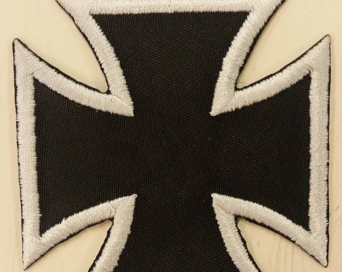 Iron Cross Applique Iron On Embroidered Patch,  Biker Patch, Motorcycle Patch