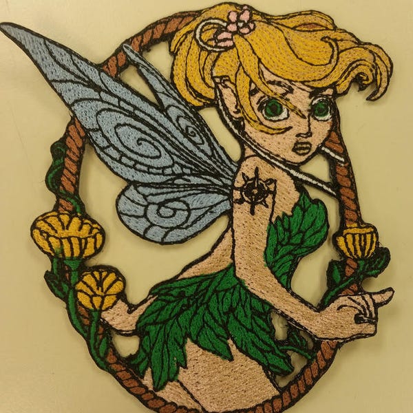 Fairy Princess Tattooed Embroidered Patch,  Beautiful Fairy Iron On Patch