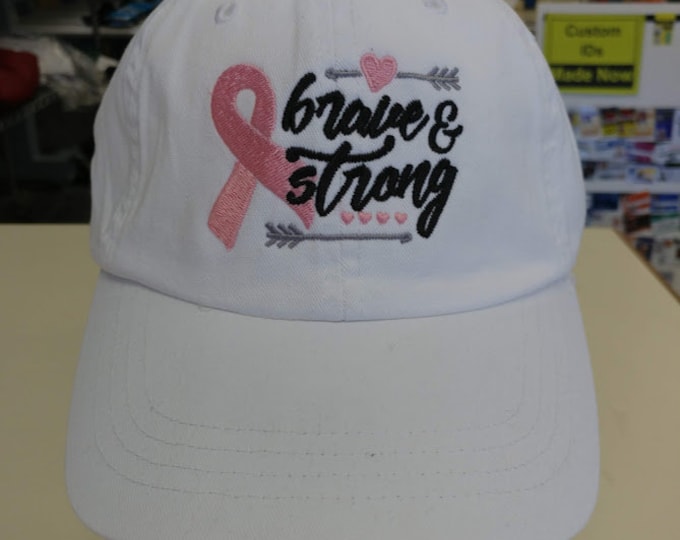 Breast Cancer Awareness Hat, Brave Strong Cancer Survival Cap, Breast Cancer Awareness