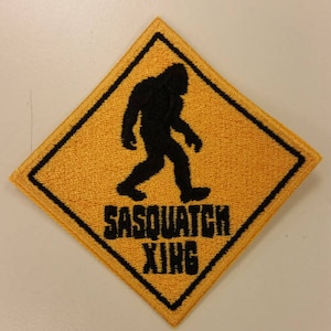 Sasquatch Crossing Embroidered Patch, Bigfoot Iron On Patch, Urban Legends Patch