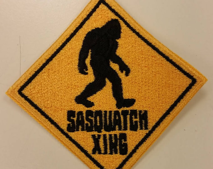 Sasquatch Crossing Embroidered Patch, Bigfoot Iron On Patch, Urban Legends Patch