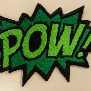 Comic Book Inspired Embroidered Iron On Patch, Pow! Embroidered Patch, Superhero Patch, Expressions Patch