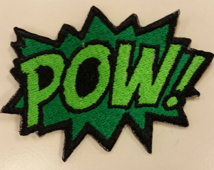 Comic Book Inspired Embroidered Iron On Patch, Pow! Embroidered Patch, Superhero Patch, Expressions Patch