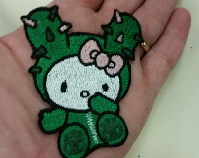 Kitty TokiDoki Embroidered Iron On Patch, Cactus Kitty Patch, TokiDoki Inspired Patch