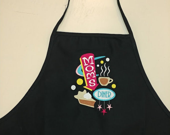 Mom's Diner Apron, Birthday Present, Mother's Day Idea, Mom's Apron, Mom's Birthday Present, Full Length Apron