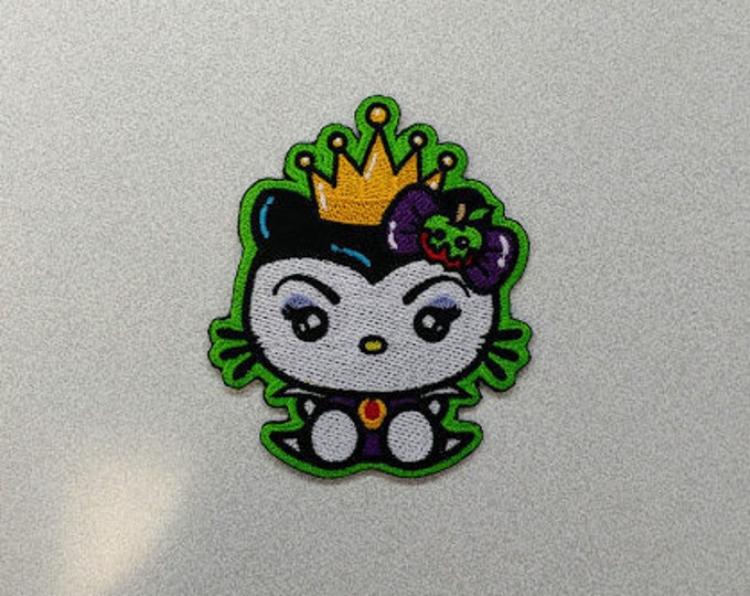 Villian Kitty Queen Embroidered Patch, Iron On Cartoon Evil Queen Patch