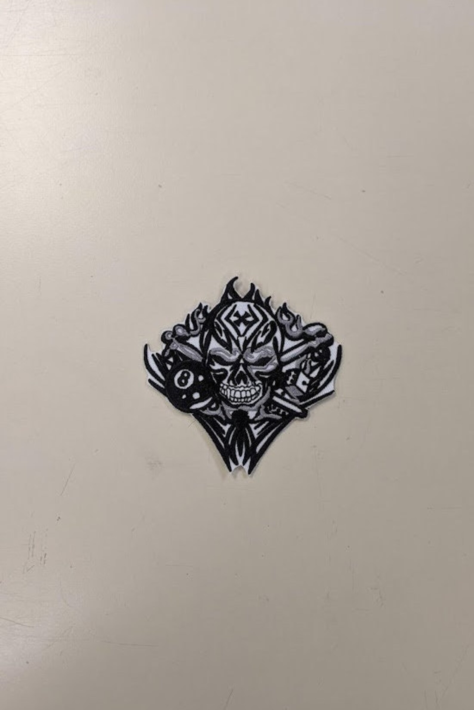 Skull Dice 8 Ball Cross Embroidered Iron / Sew On Patch Motorcycle Jacket Badge - Foto 2