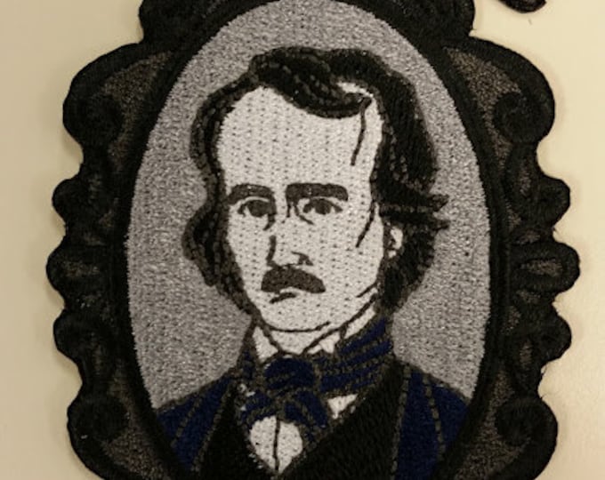 Embroidered Edgar Allan Poe Cameo Patch, Iron On Poe Patch, Raven Poe Patch, Literary Great Patch, Literature Patch