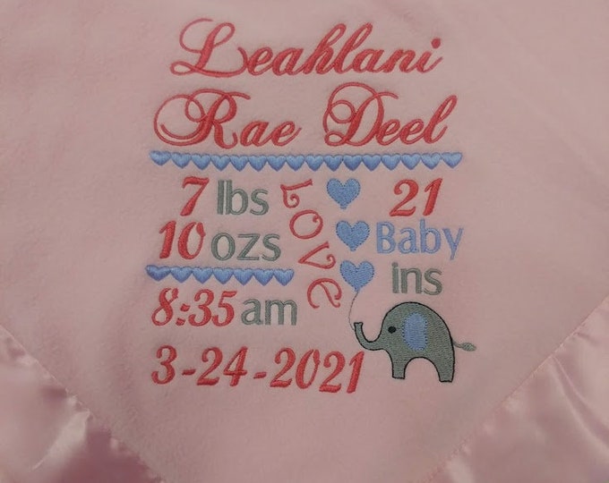 Soft Plush Newborn Baby Announcement Blanket with Elephant design