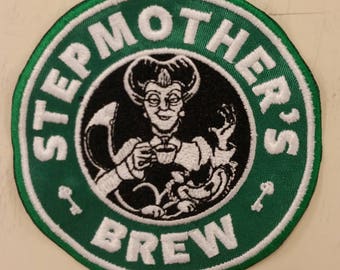 Stepmother's Brew Embroidered Coffee Parody Patch,  Iron On Coffee Patch