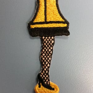 Christmas Inspired Leg Lamp Embroidered Patch,  Iron On Christmas Lamp