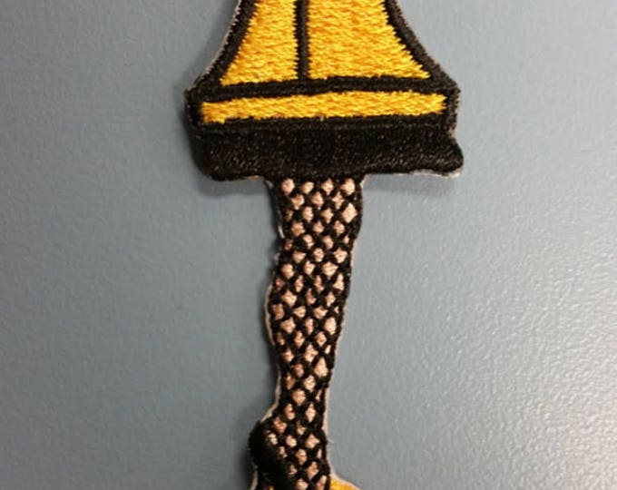 Christmas Inspired Leg Lamp Embroidered Patch,  Iron On Christmas Lamp