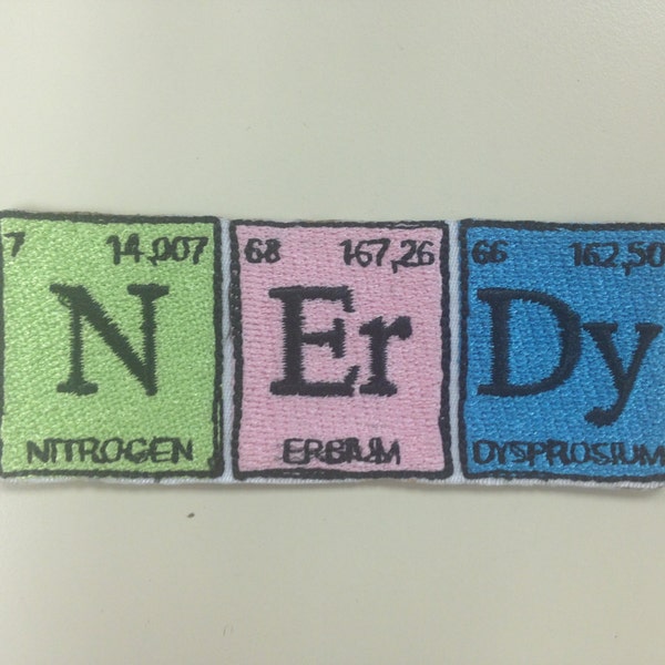 Chemistry Style Nerdy Embroidered Patches,  Science Lover Iron On Patches,  Walter White Patch, Geeky Patches, Periodic Table Patch