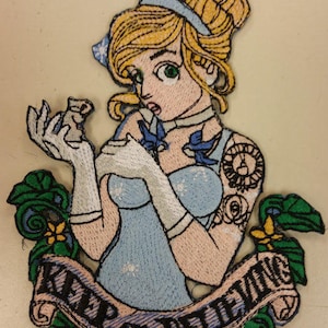 Tattooed Princess Embroidered Patch,  Princess Inspired Iron On Patch, Princess Inspired Embroidered Patch, Keep on Believing Patch