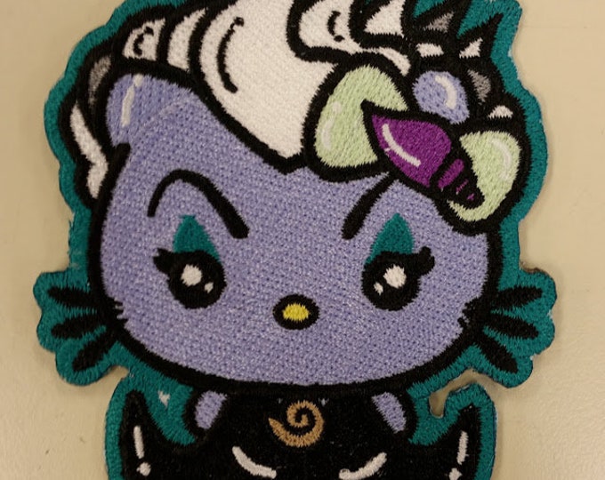 Evil Queen Kitty Embroidered Patch,  Iron On Kitty undersea villian Crossover patch