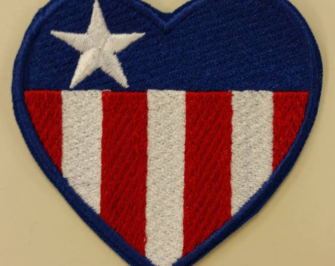 Embroidered Heart Flag Patch, Iron On America Patch, Embroidered USA Heart, Stars and Stripes Heart Patch