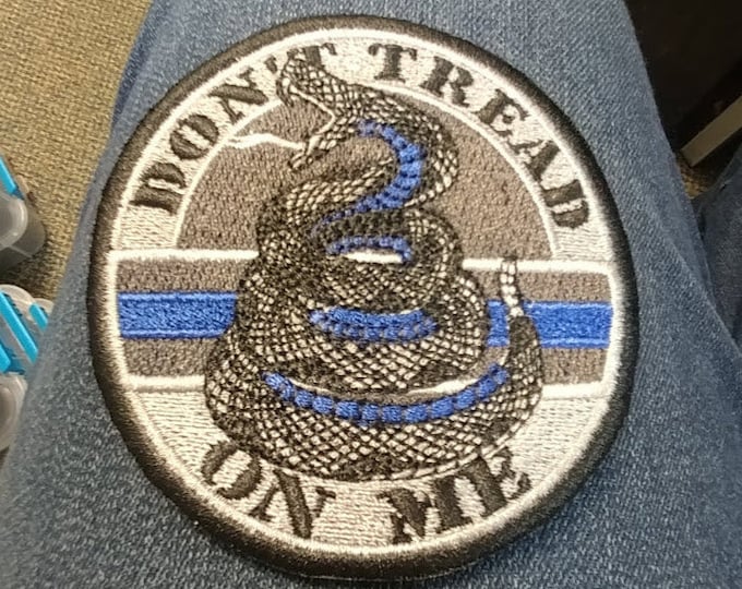 Don't Tread Snake Embroidered Patch, Thin Blue Line Iron On Patch