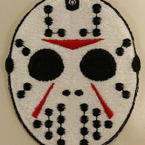 Horror Movie Embroidered Patch, Scary Killer Iron On Patch, Hockey Mask Patch, Slasher Movie Patch, 80&#39;s Movie Patch