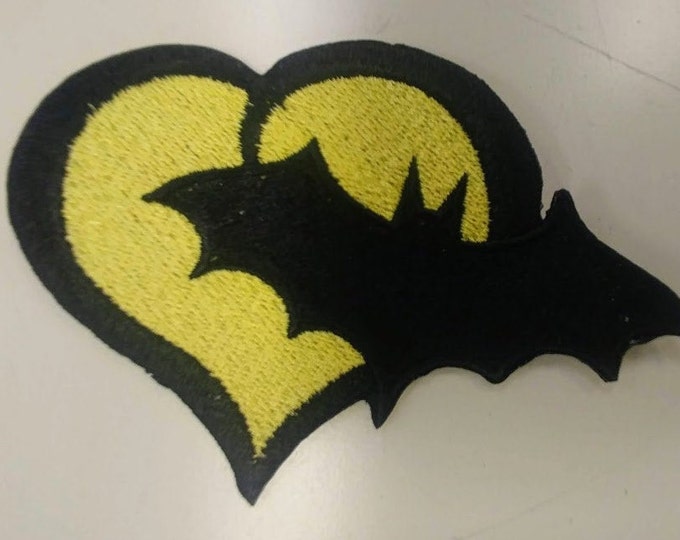 Bat Superhero Heart Love Embroidered Patch