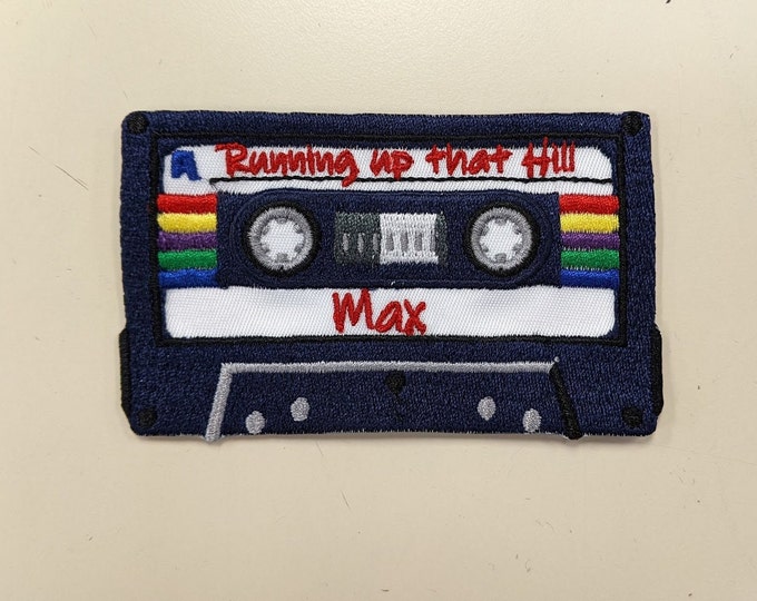 Sci Fi TV Show Cassette Tape embroidered patch, Saving Music From Alternate Dimension Patch