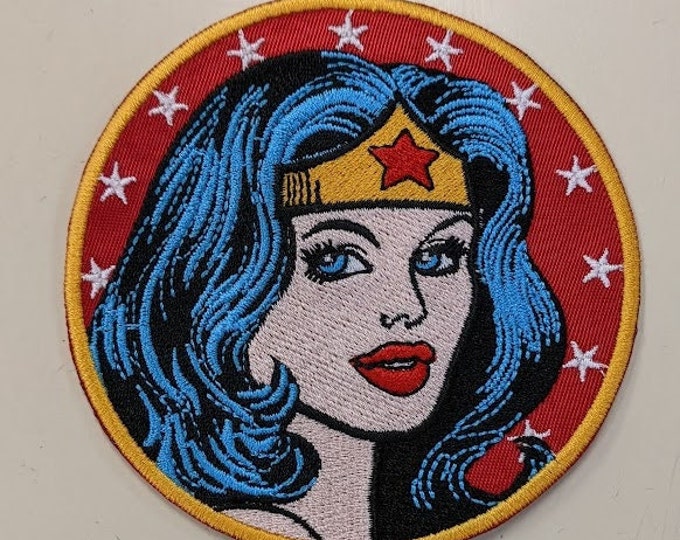 Female Superhero Embroidered Patch,  Wonder Hero Iron On Patch