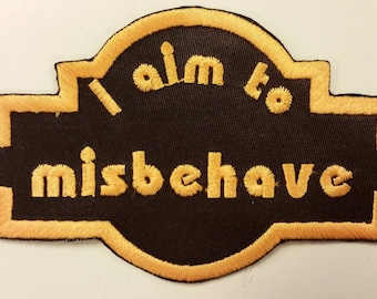Sci Fi Inspired Embroidered Iron On Patch, Space Cowboy Patch, I aim to misbehave patch