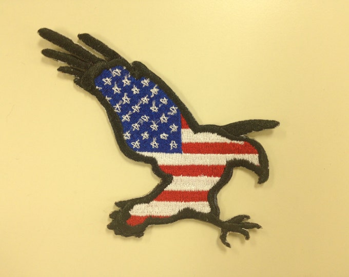American Eagle Embroidered Patch with Iron On Backing, Patriotic Eagle Patch, Stars and Stripes Eagle Patch, USA Embroidered Eagle