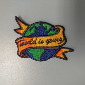Travel Wanderlust Embroidered Patch, Iron on World travel patch