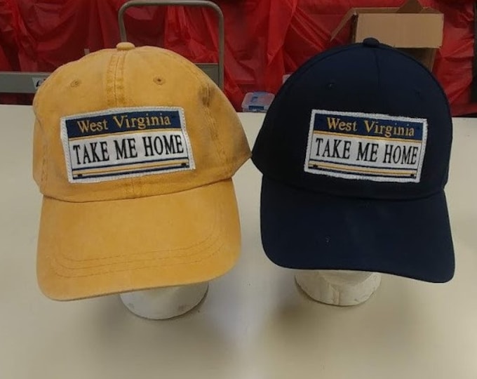 West Virginia License Plate Style Hats, West Virginia Take Me Home Caps