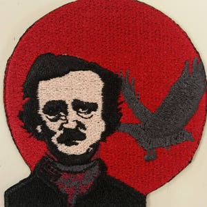 Poe Raven Embroidered Patch, Edgar Allan Poe Iron On Patch, American Writer Patch, Literature Great Embroidered Patch. Raven Patch