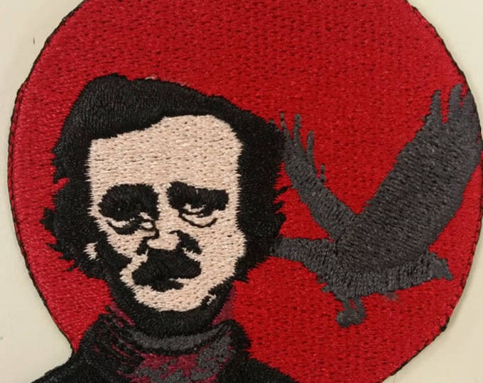 Poe Raven Embroidered Patch, Edgar Allan Poe Iron On Patch, American Writer Patch, Literature Great Embroidered Patch. Raven Patch