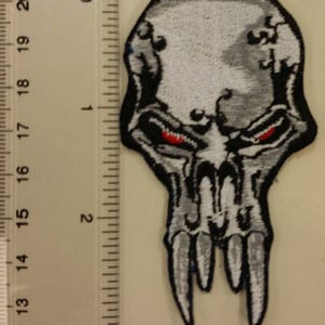 Vampire Skull Embroidered Patch, Skull Iron On Patch