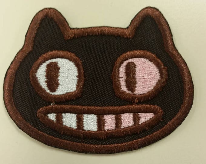 Cartoon cat embroidered patch with Iron On Backing, Cookie Character Patch, Fun Cat Patch