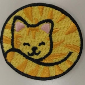 Small Tabby Cat Patch, Embroidered Iron On Cat Patch