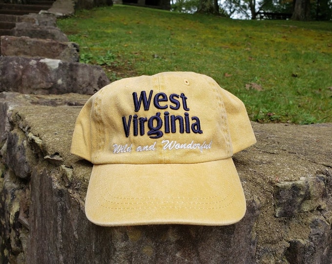 West Virginia 3D Puff Stonewashed Mustard Cap