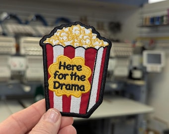 Sarcastic Popcorn Drama Embroidered Patch