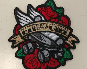 Écusson brodé pour roller derby, écusson thermocollant « Hit Like a Girl »