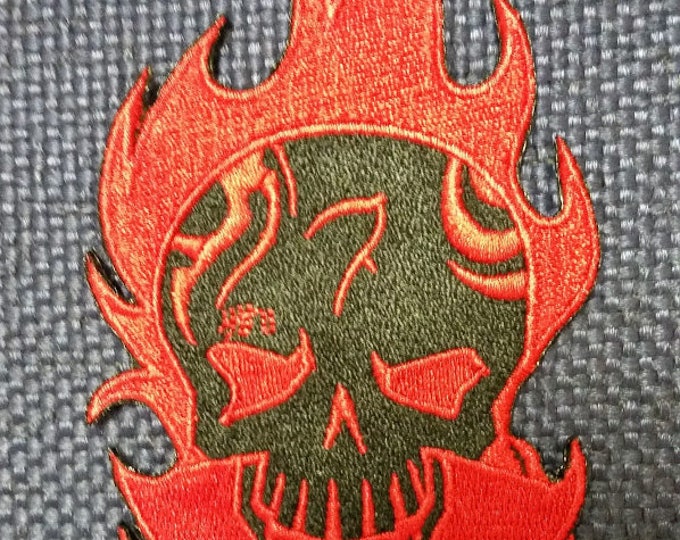 Comic Book Movie Antihero Patch, Embroidered Skull Patch, Character Patch, Fire Skull Patch