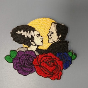 Horror Couple Embroidered Patch, Scary Love Patch, Classic Horror Iron On Patch