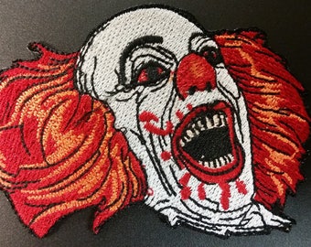 Scary Clown Embroidered Patch,  Movie Icon Iron On Patch, Horror Movie Patch