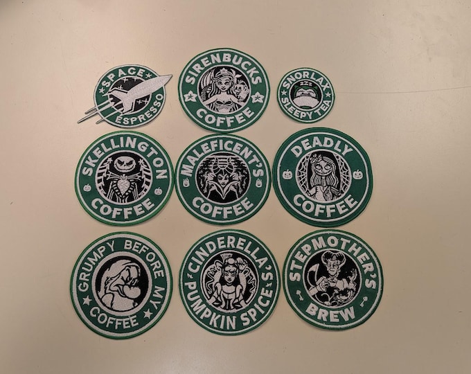 Coffee Parody Cartoon Embroidered Patch Lot