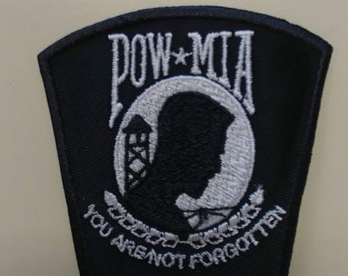 POW Embroidered Patch, Iron On Remembrance Vet Patch