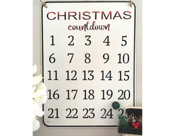 Farmhouse White Enamel Christmas Countdown Calendar - Advent Calendar