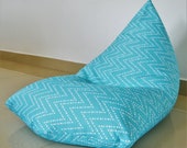 Outdoor Bean bag cover WATERPROOF Aqua Turquoise Light Blue, Chevron, Zig Zag, UV Mould Mildew Fade Resistant, Large size